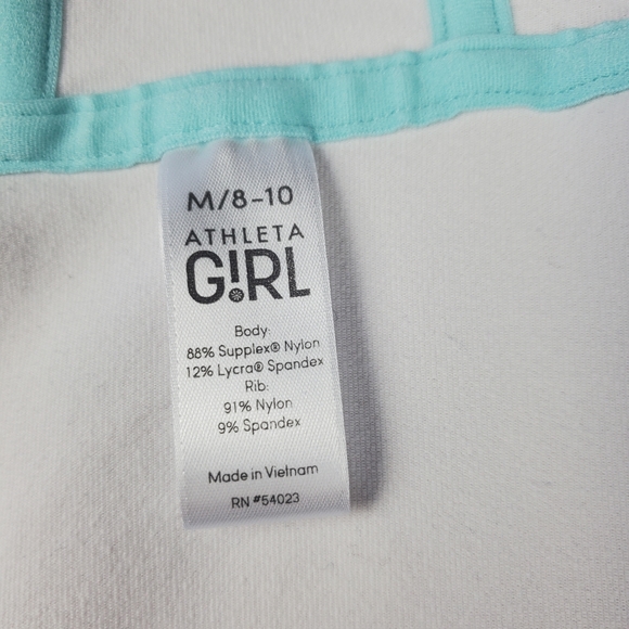 Athleta Girl White and Blue Zip Up Hooded Jacket With Thumbholes Medium 8-10 - Picture 8 of 11